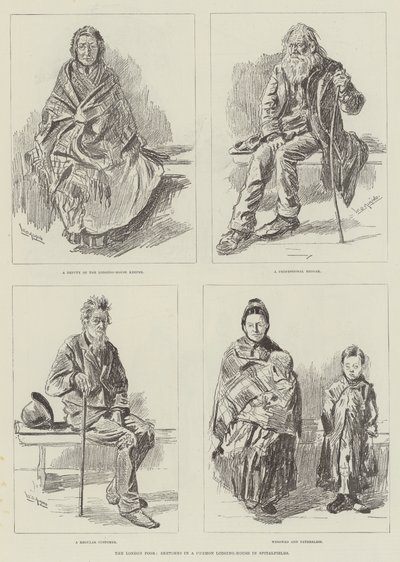 The London Poor, Sketches in a Common Lodging-House in Spitalfields by William Douglas Almond